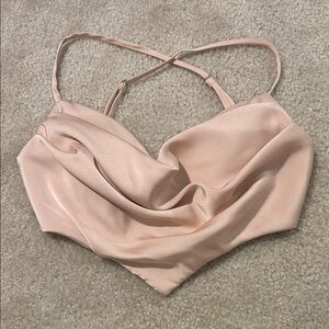 Elegant Gold Cowl Neck Crop Top